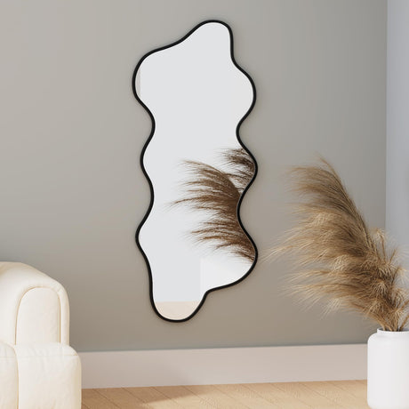 Irregular Wavy Wall Mirror Mirror Asymmetrical Shaped Mirror Aluminum Alloy Framed Big