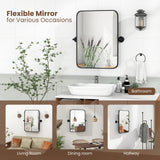 30x22 Pivot Tilting Bathroom Mirror - Black Framed Wall Mounted