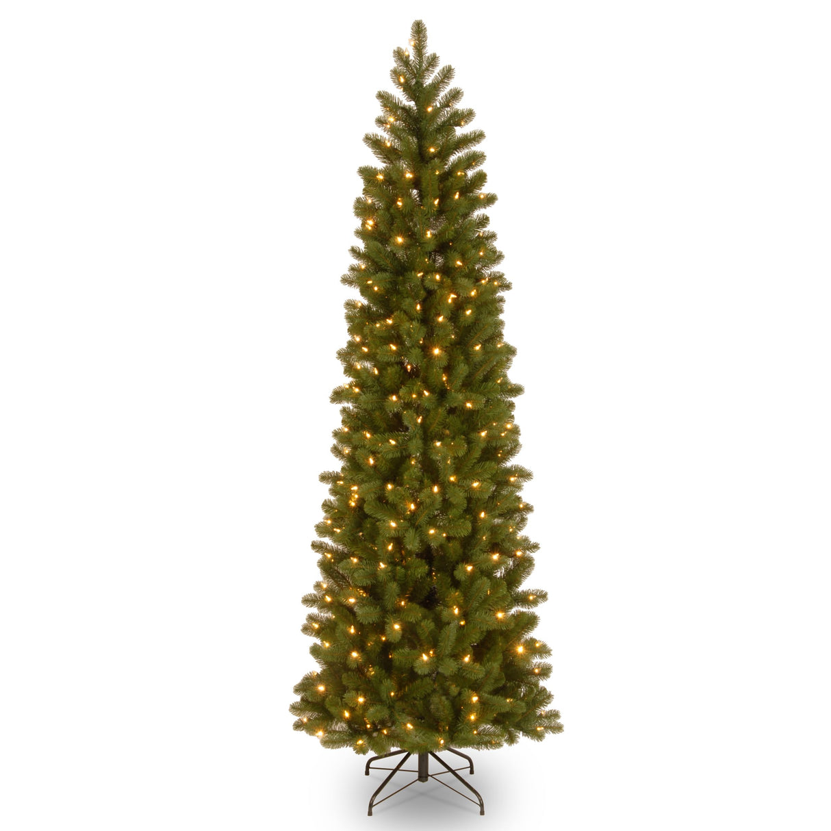 Pre-Lit 'Feel Real' Artificial Slim Downswept Christmas Tree, Green, Douglas Fir