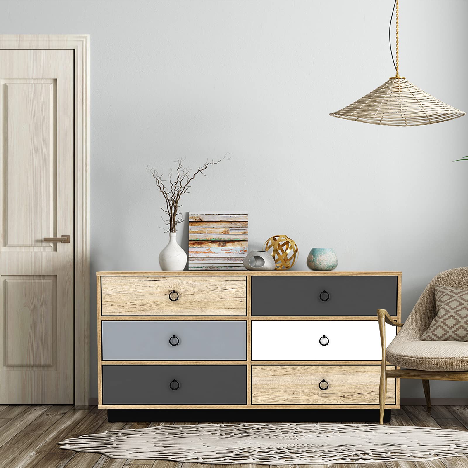 Dresser 6 Drawer Chest Accent Double Clothes Organizer Unit