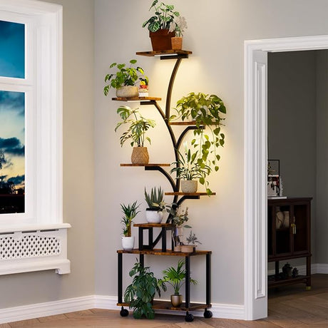 Plant Stand Indoor with Grow Light, 8 Tiered Tall Plant Shelf for Multiple Plants