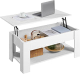 Lift Top Coffee Table w/Hidden Storage Compartment and Storage Shelf - Lift Tabletop