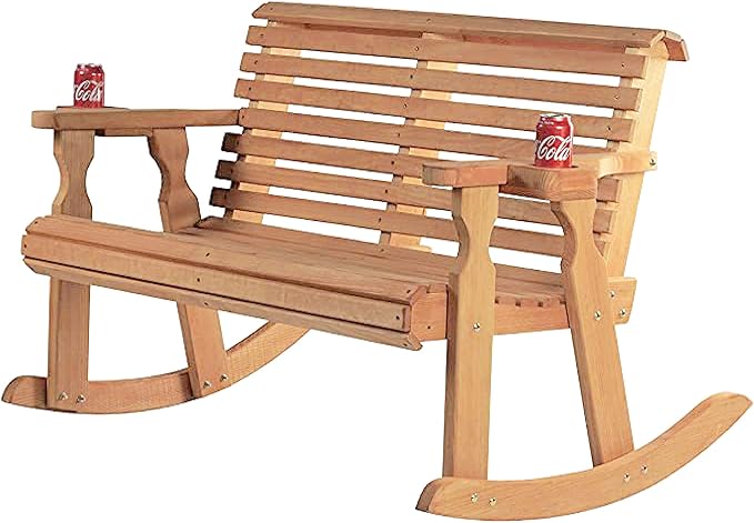 Heavy Duty 800 Lb Roll Back Pressure Treated Double Rocker with Cupholders (Unfinished)