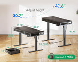 Electric Standing Desk with Drawers, Height Adjustable Desk with Power Outlets & LED Lights