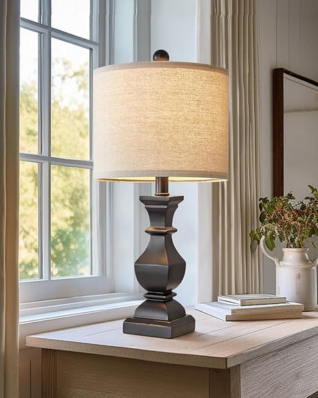 19.5'' Table Lamp, Farmhouse Lamp for Bedroom, Small Lamp for Night Stands -