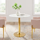 Verne Round Artificial Marble 35" Dining Table in Gold White