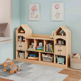 Kids Bookcase and Toy Storage Organizer, Children Bookshelf, Castle Shape