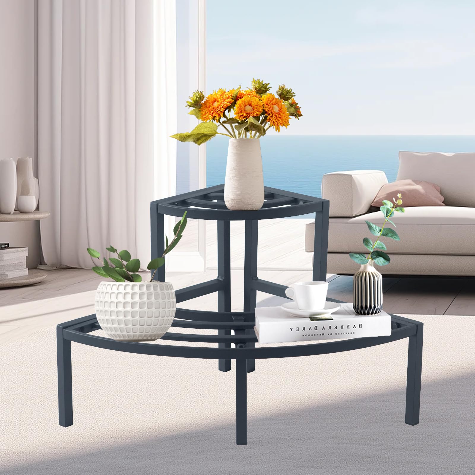 Aluminum 2-Tier Plant Stand Lightweight, Sturdy, and Rust-Free Corner Shelf Ladder