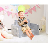 2-in-1 Flip Out Cuddly Sherpa Toddler Couch, Convertible Sofa to Lounger, Star