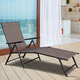Chaise Lounge Chair with 5 Adjustable Reclining Positions, Patio Folding Recliner for Yard,