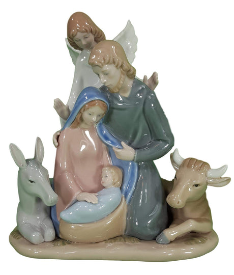 10528 Angel with Holy Family Ceramic Figurine, 7-5/8-Inch