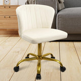 Home Desk Chair Velvet Upholstered Gold Base Comfortable Ergonomic Armless Modern