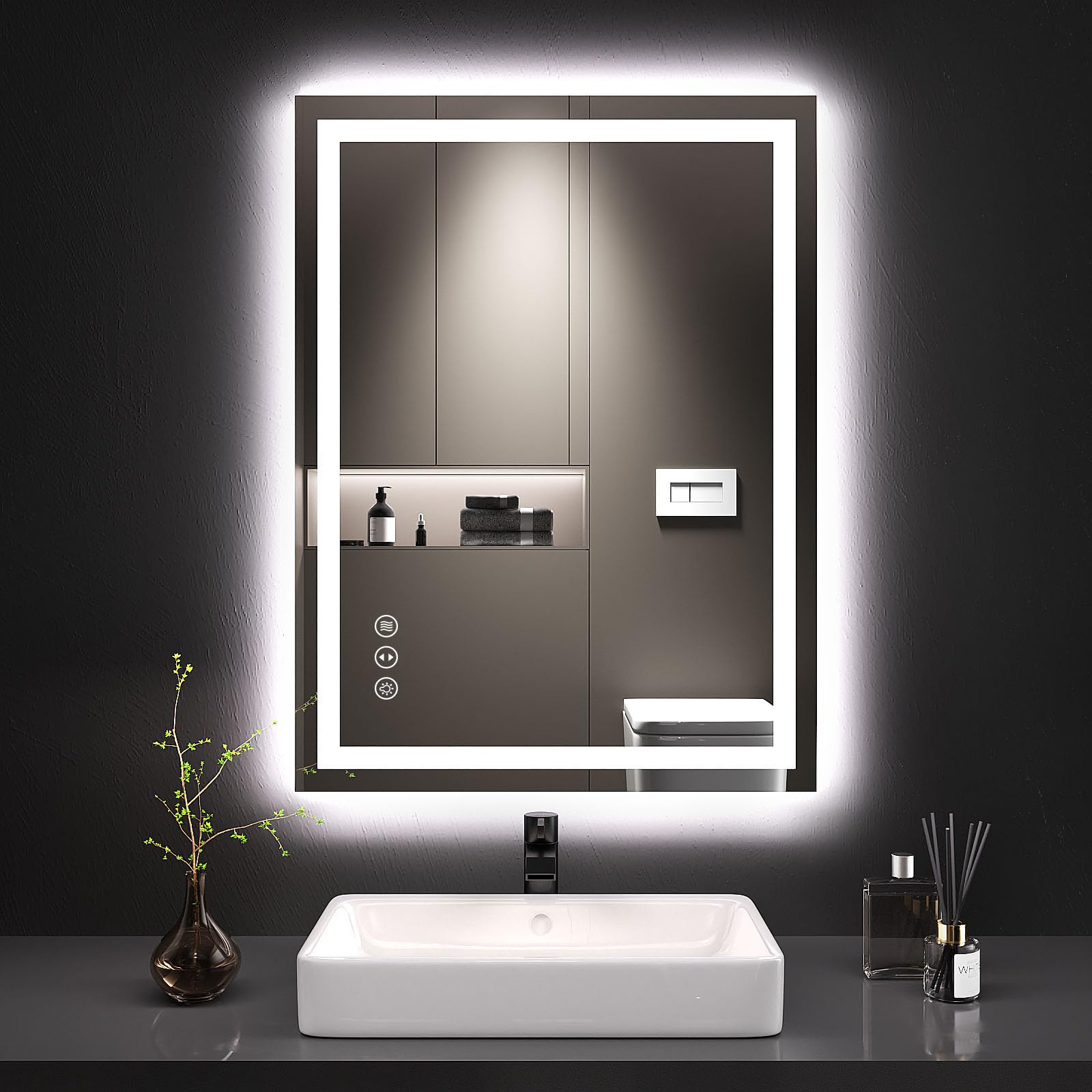 24X32 LED Bathroom Mirror with Lights, Anti-Fog, Dimmable, Backlit + Front Lit