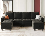 Velvet U shaped Sectional Sofa Couch with Storage Ottoman Convertibel Sectional Sofa