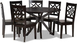 Miela Modern and Contemporary Dark Brown Finished Wood 7-Piece Dining Set