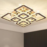 20”Crystal Chandelier Square Led Crystal Flush Mount Ceiling Light 8 Lights Modern