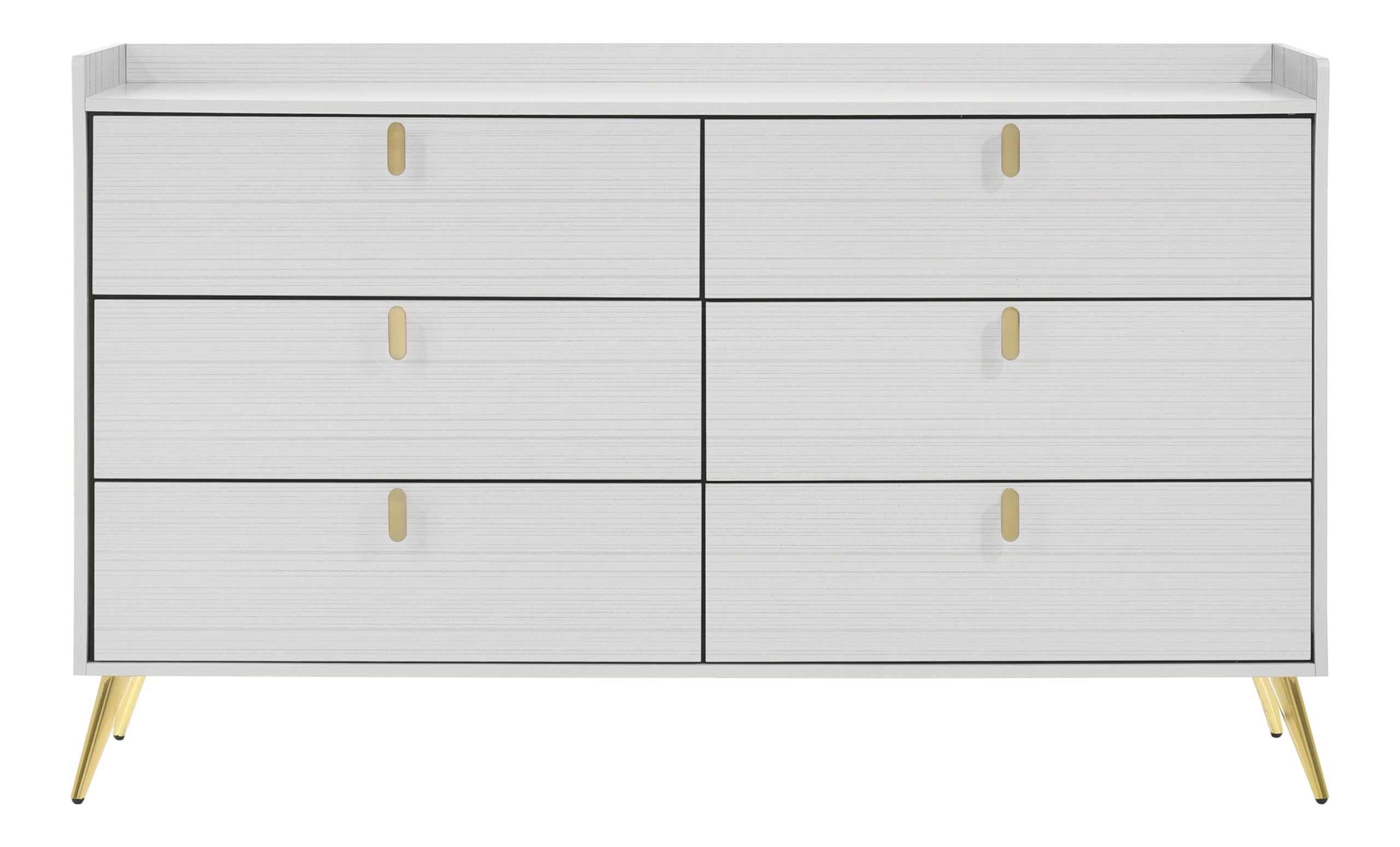 Zeena 6-Drawer Wooden Dresser in White