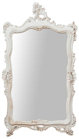 Mirror Wall Mirror Shabby Style in Wood with Antique White Finish Measures L66xDP7xH118