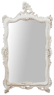 Mirror Wall Mirror Shabby Style in Wood with Antique White Finish Measures L66xDP7xH118