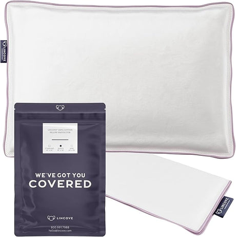 Cotton Sateen Pillow Protector Cover - Zipper Pillow Cover - 500 Thread Count Luxury Cotton - Zippered Dust Pillow Protector Bed Pillow Case, Standard, 20”x26”