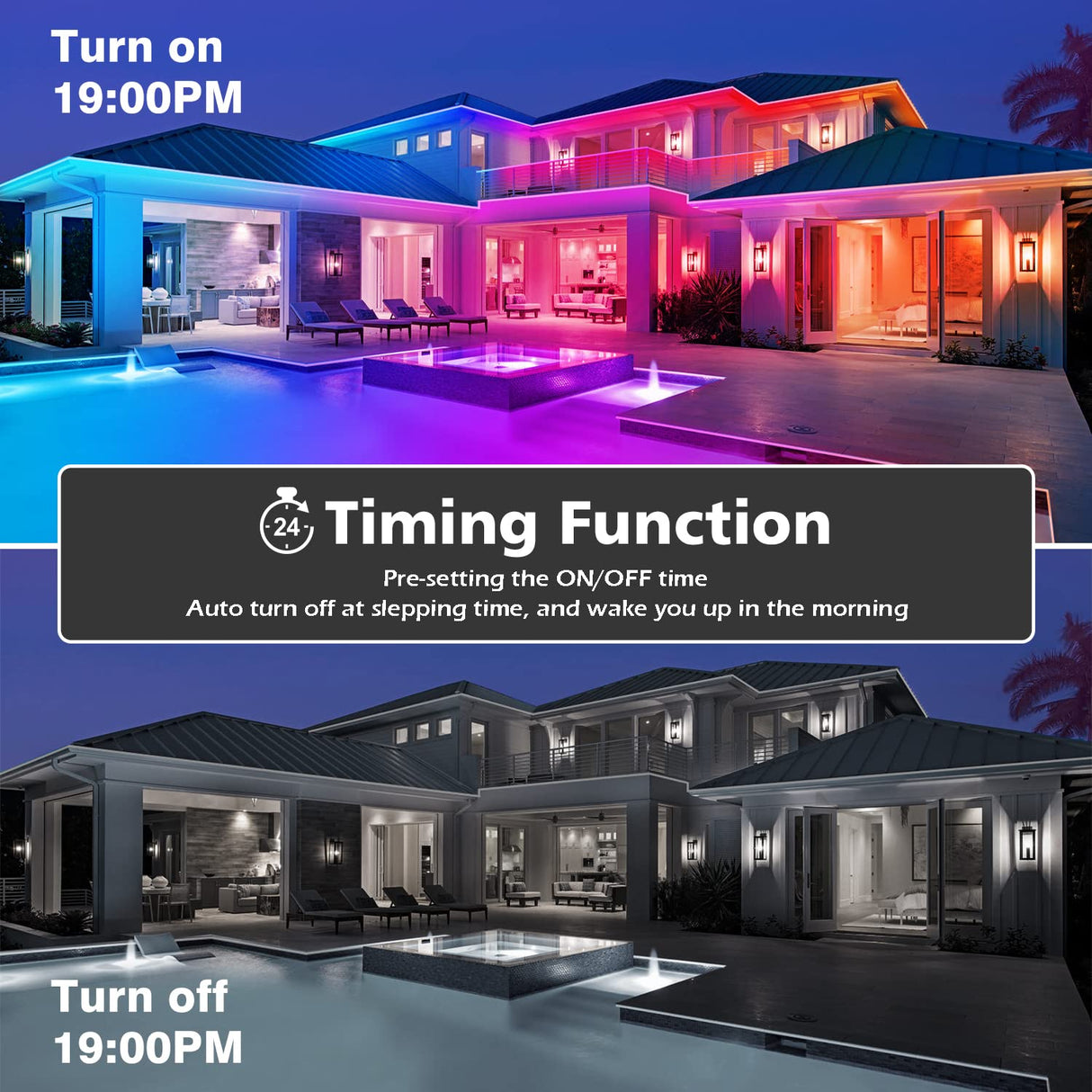 LED Strip Lights Waterproof,Music Sync RGB IP65 Outside Led Light Strips Waterproof