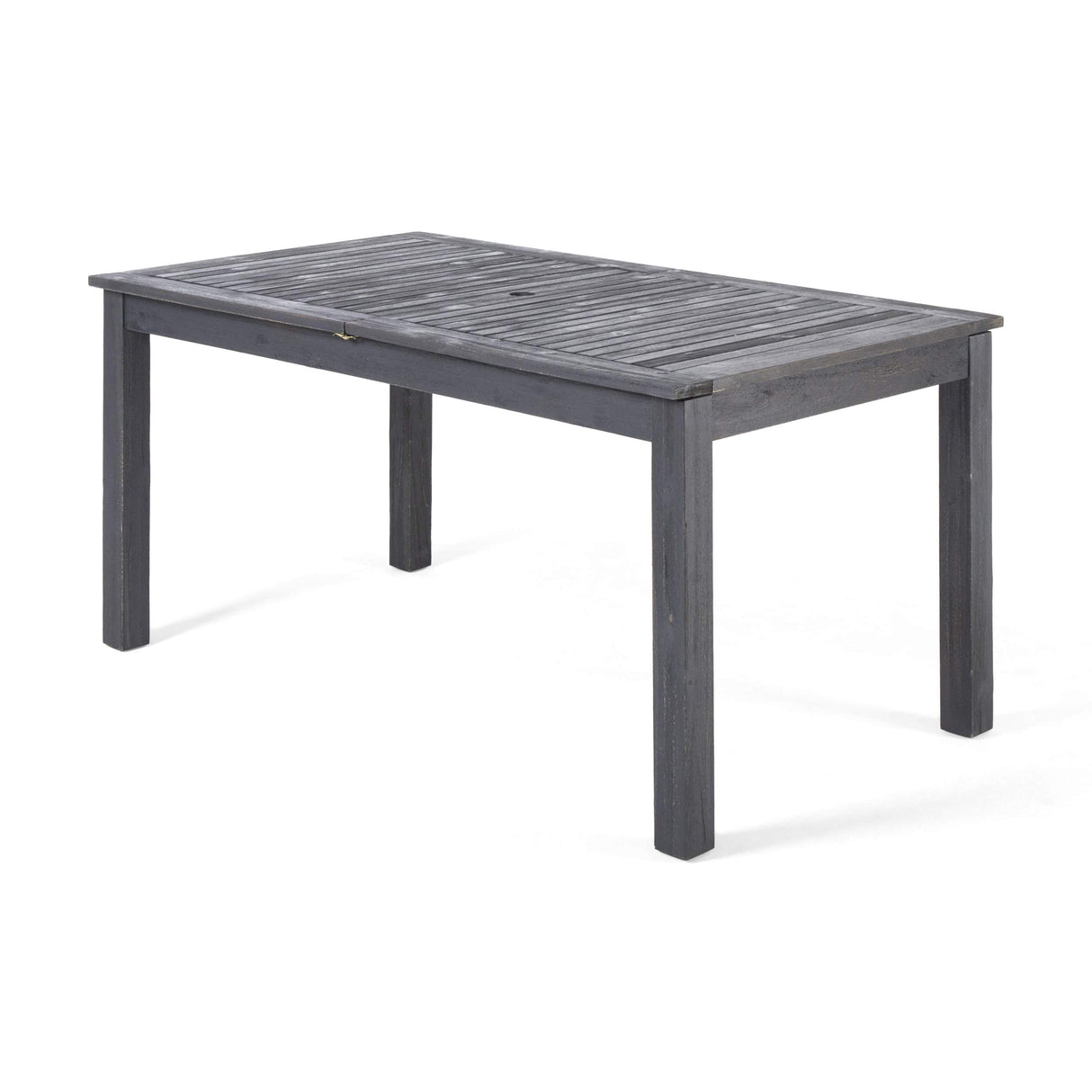 305357 Eric Outdoor Expandable Acacia Wood Dining Table, Dark Gray Finish