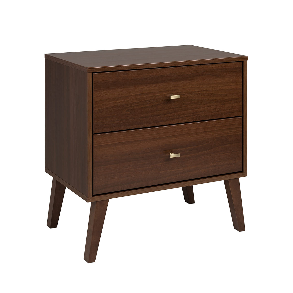 Prepac Milo Mid-Century Modern 2 Drawer Nightstand, Bedside Table, Contemporary Bedroom Furniture, 16"D x 25"W x 25"H, Cherry