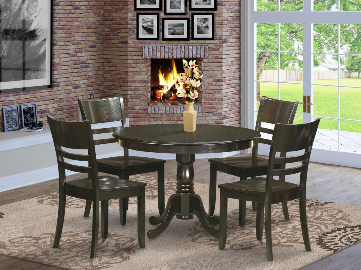 HLLY5-CAP-W 5 Piece Dining Set Includes a Round Dining Table with Pedestal and 4 Kitchen Chairs,