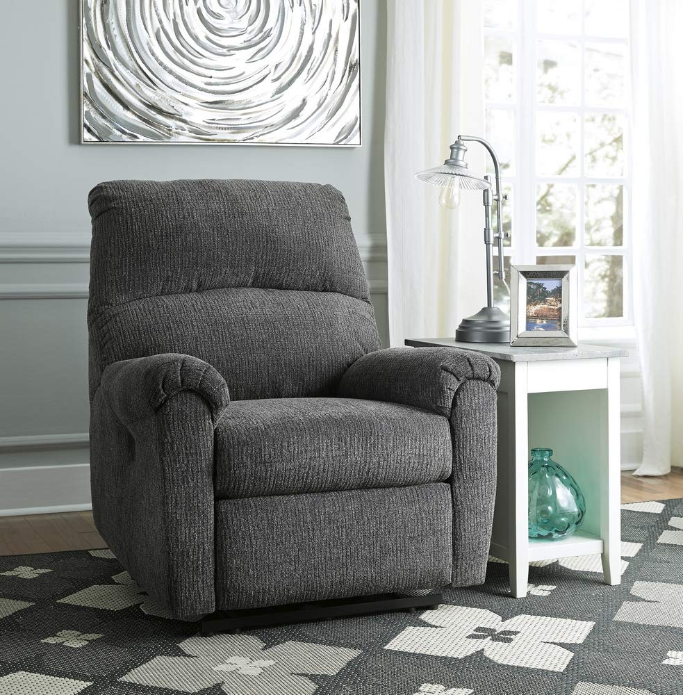 Charcoal Power Recliner Chair with Chenille Texture & Adjustable Positions