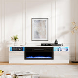 LED High Gloss TV Stand with Electric Fireplace - White