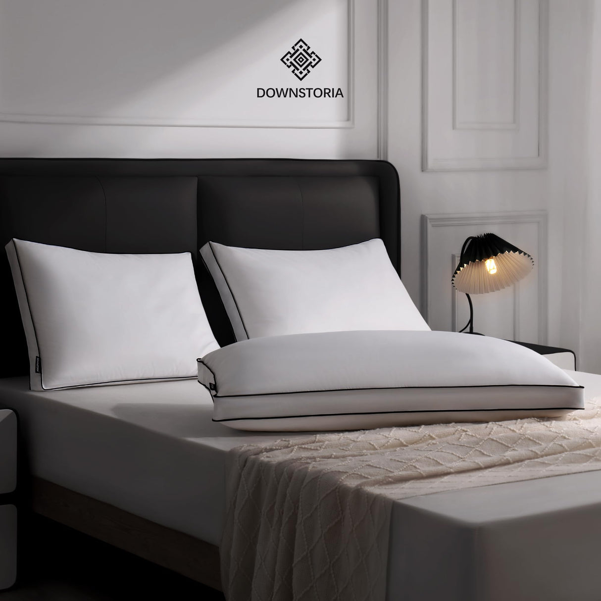 Feather Down Pillows King Size Set of 2 with Gusset