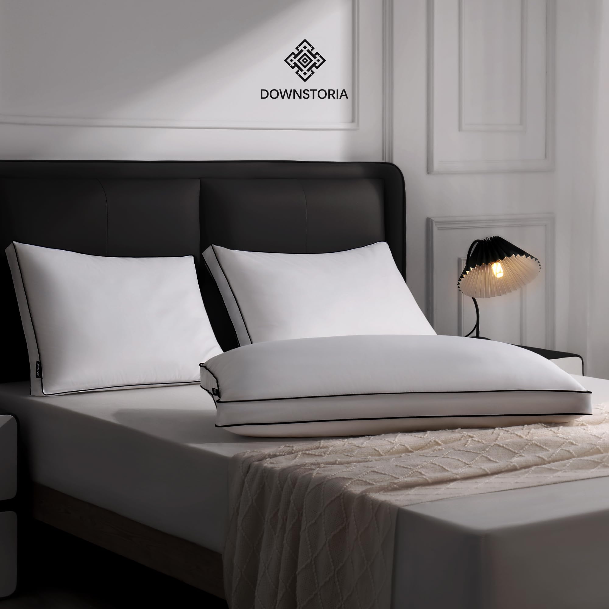 Feather Down Pillows King Size Set of 2 with Gusset