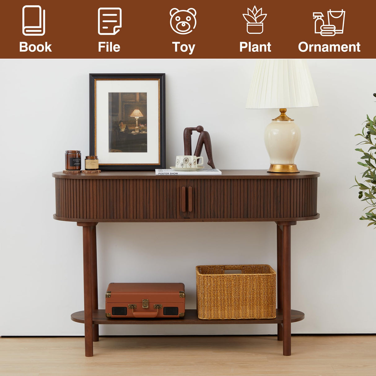 Console Table with Storage, 2-Tier Modern Sofa Table for Living Room