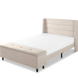 Platform Bedswith Headboard andBedside Storage-Ottoman Beige