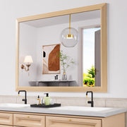 Bathroom Mirror,  Wall Mirror, Oak Wood Grain Metal Framed