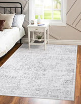 Washable Area Rug 4x6 Boho Bedroom Rug Oriental Low-Pile Indoor Rug for Living Room