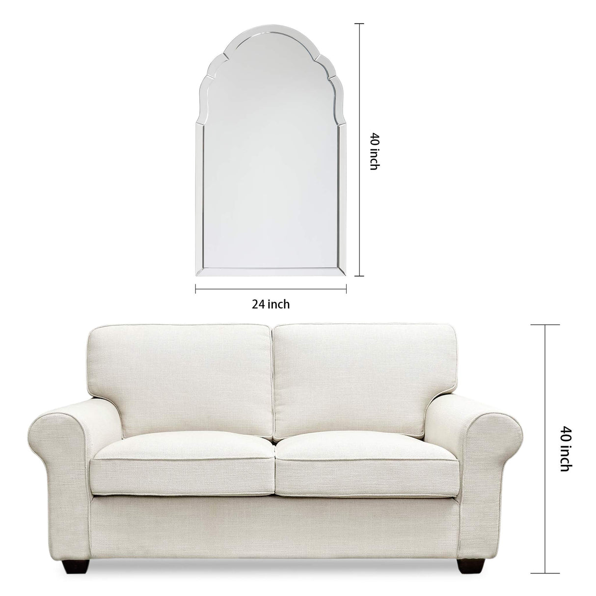 Empire Art Direct Elegant Arch Wall II Vanity, Bathroom, 1"-Beveled Center Mirror,Ready to Hang, 24" x 40", Clear