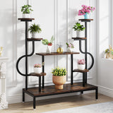 8-Tier Metal Plant Stand, Large Tall Plant Shelf for Multiple Plants, Round & Square Boards