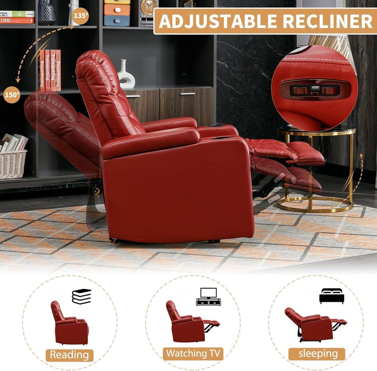 Power Recliner Chair Electric Home Theater Seating with USB Port