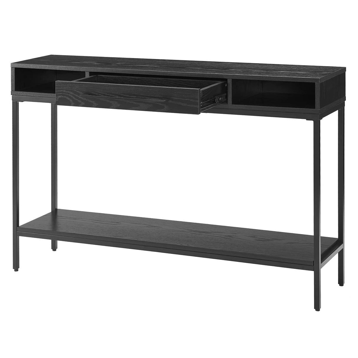 45" Wide Rectangular Console Table in Blackened Bronze/Black Grain