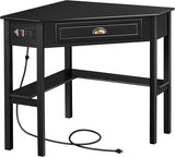 L Shaped Corner Computer Desk with Power Outlets, Reversible Triangle Workstation