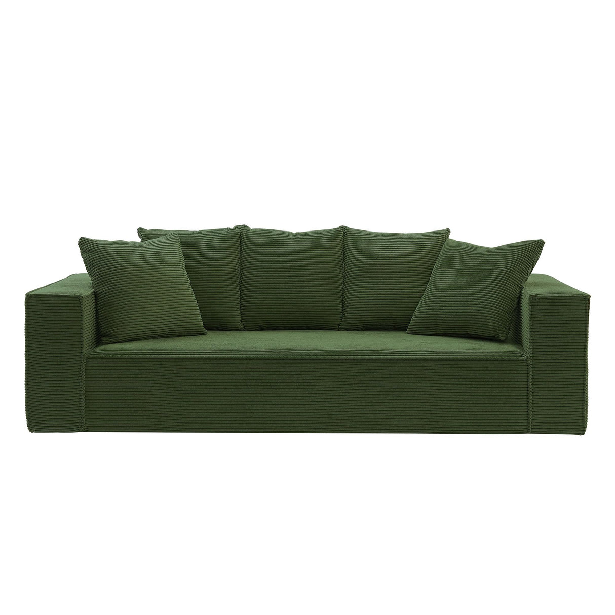 Corduroy Sofa with 5 Matching Cushions for Modern Living Room 3-Seater Sofa