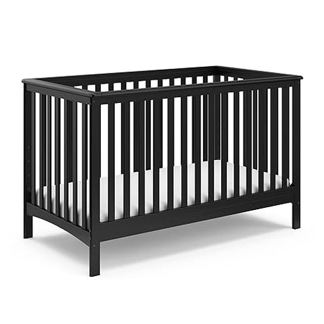 Hillcrest 4-in-1 Convertible Crib (Black) - Converts to Daybed, Toddler Bed