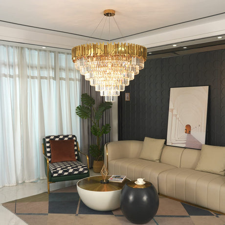 Large Crystal Chandelier Modern Round Chandeliers for Living Room Foyer Bedroom