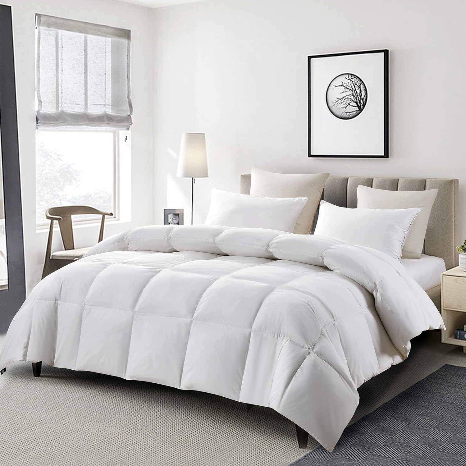 Goose Feather Down Fiber Cotton Comforter Queen Size - 100% Cotton Duvet
