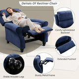 Bonzy Home Navy Blue Pushback Recliner Chair for Adults, Manual Fabric Accent Chair Recliner for Living Room Bedroom