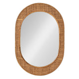 Oval Bamboo and Rattan Framed Wall Mirror, Natural