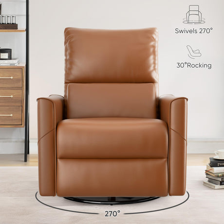 Swivel Rocker Recliner Chair for Adults, Glider Nursery Reclining Chair with Lumbar Support