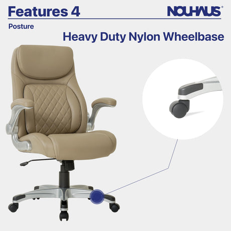 +Posture Ergonomic PU Leather Office Chair. Click5 Lumbar Support with FlipAdjust