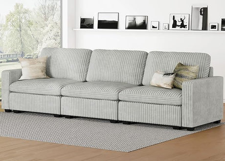 Modular Sectional Sofa with Storage Seats 3 Seat Corduroy Couch Oversized Sectional